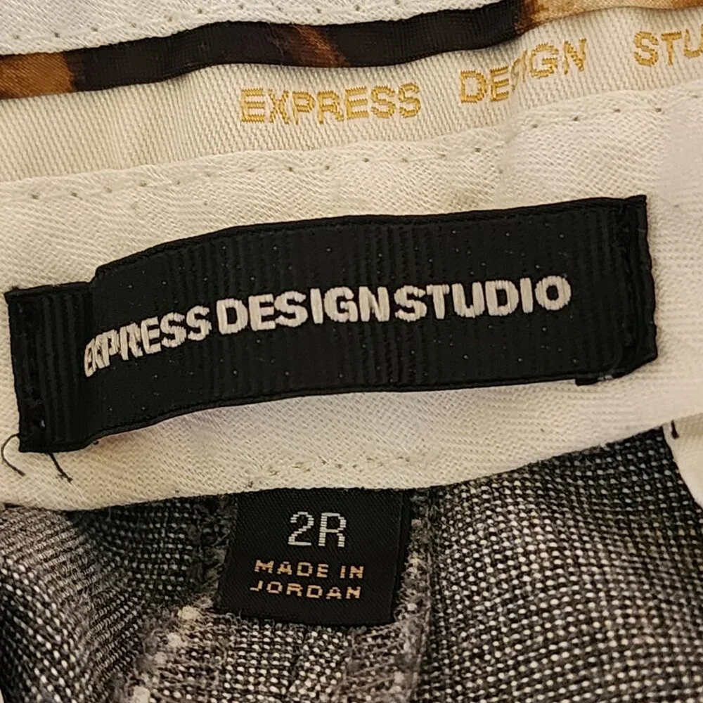 Express Design Studio Gray Dress Pants Women’s 2R – Linen Blend, Flat Front - Picture 8 of 10